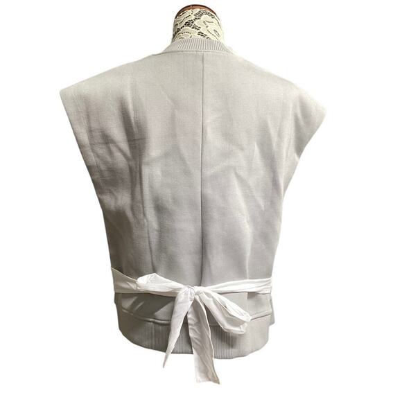 The Vault sleeveless ribbed knit boxy silhouette top pleated front Large gray - Picture 3 of 7